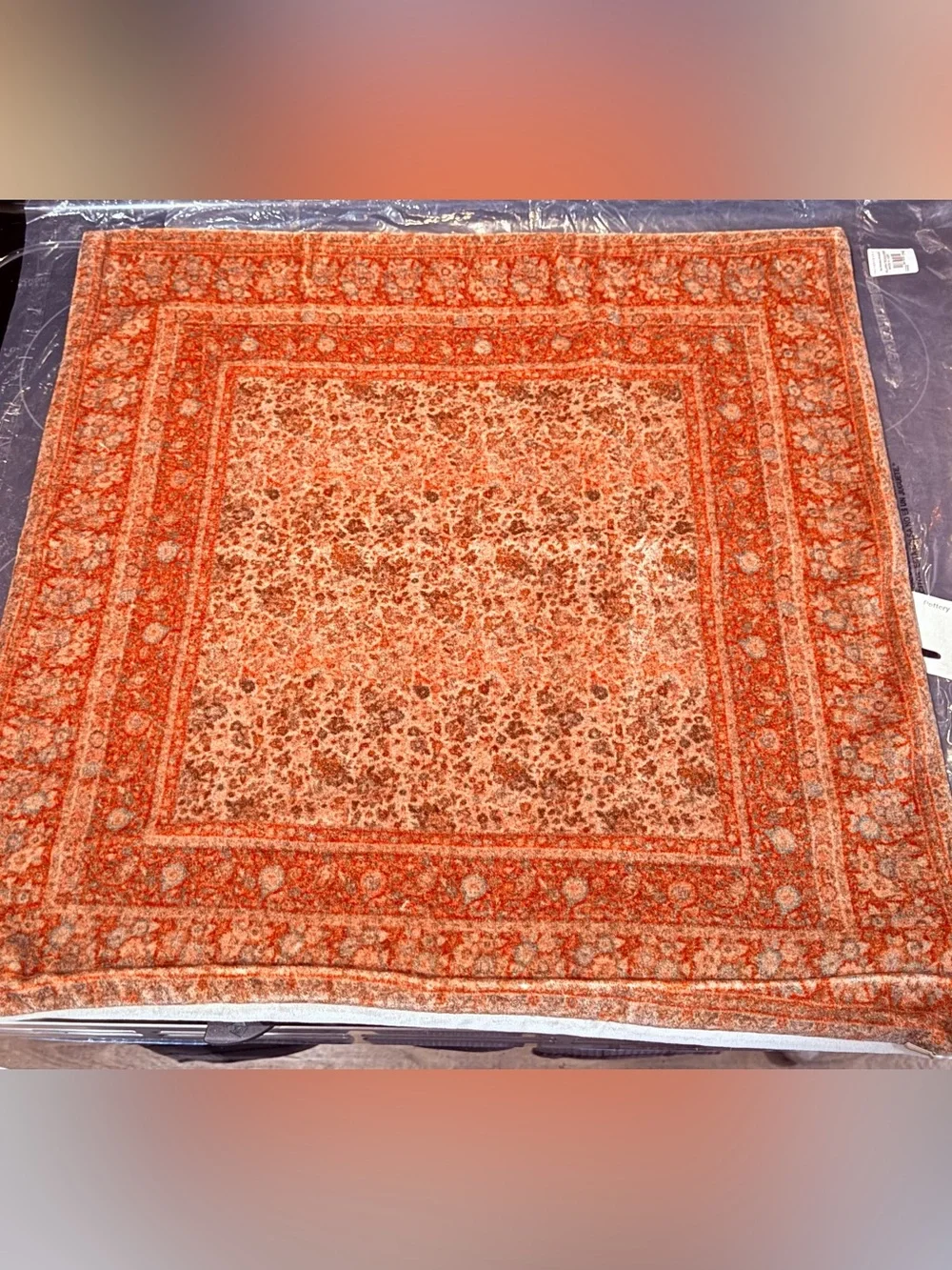 New Pottery Barn Orla Velvet Paisley Persian Pillow Cover, Red Multi, 22”